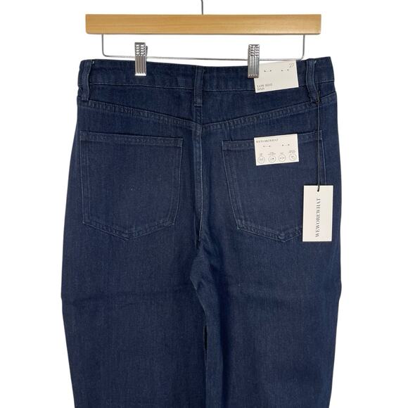 NWT WeWoreWhat x Revolve Dad Jeans Womens Size 27 Dark Blue Raw Hem Relaxed Fit - Picture 7 of 9